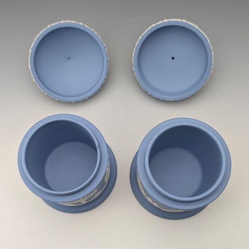 英國復古 Wedgwood Jasperware 茶葉罐盒一對