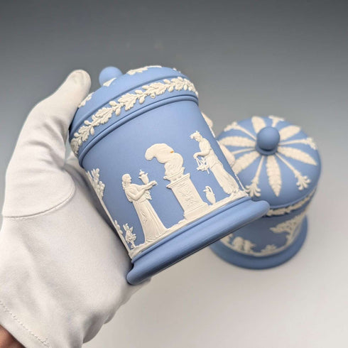 Pair of Vintage British Wedgwood Jasperware Tea Caddy Boxes
