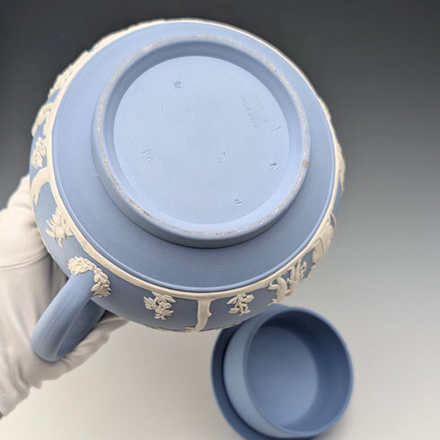 英國復古韋奇伍德茶壺 Jasperware 淡藍色