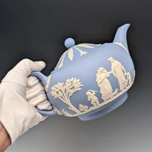 英國復古韋奇伍德茶壺 Jasperware 淡藍色