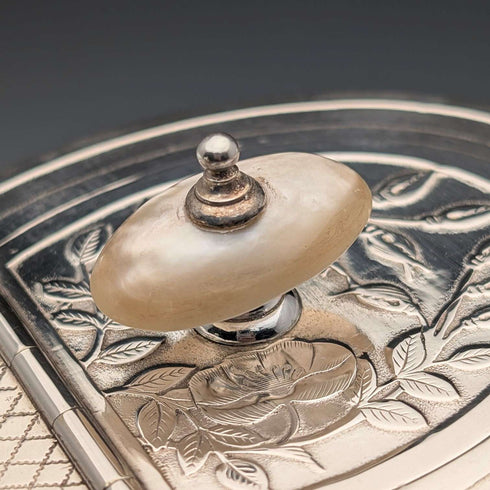 19世紀後半 英国アンティーク シルバープレート製 ジャポニズム装飾 コーヒーポット Johnson&Co