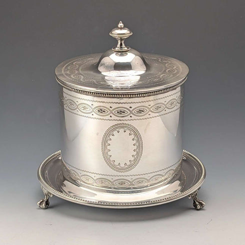 1875年左右 英國古董 銀器製 餅乾桶 George Goodfellow&Sons