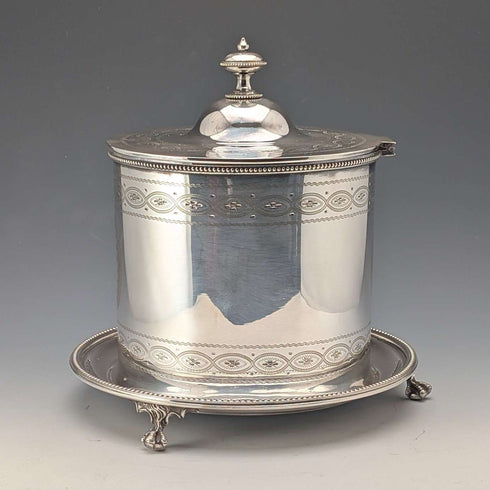 1875年左右 英國古董 銀器製 餅乾桶 George Goodfellow&Sons
