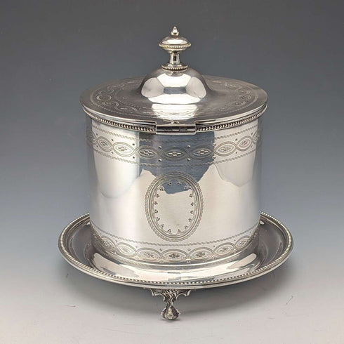 1875年左右 英國古董 銀器製 餅乾桶 George Goodfellow&Sons