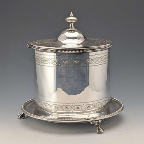 1875年左右 英國古董 銀器製 餅乾桶 George Goodfellow&Sons