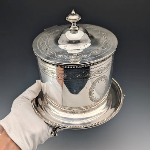 1875年頃 英国アンティーク シルバープレート製 ビスケットバレル George Goodfellow&Sons