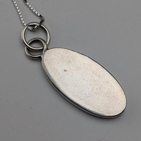 1978年 英国ヴィンテージ 純銀製 小型オーバルインゴットペンダント純銀ネックレス付 計4.4g