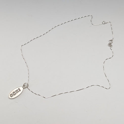 1978年 英国ヴィンテージ 純銀製 小型オーバルインゴットペンダント純銀ネックレス付 計4.4g