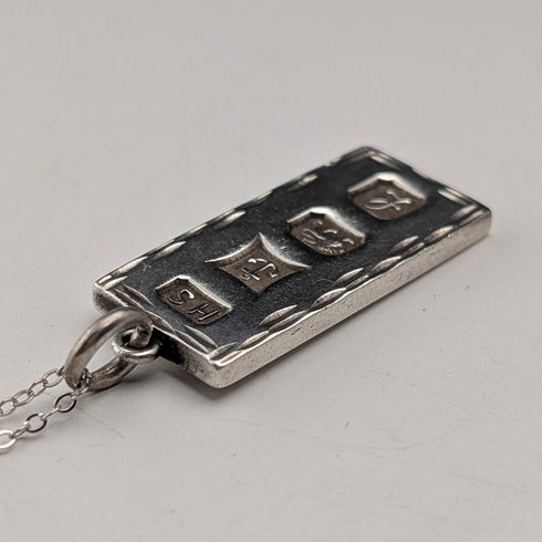 1985年 英国 純銀製 インゴットペンダント 純銀ネックレス付 計11.1g