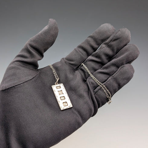 1985年 英国 純銀製 インゴットペンダント 純銀ネックレス付 計11.1g