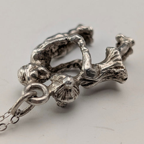 復古男孩與女孩銀質吊飾項鍊 附純銀鍊 重量共6.2g