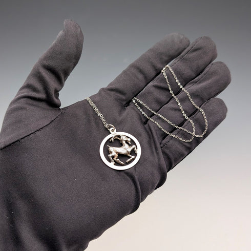 ヴィンテージ 純銀ヤギ ペンダント 純銀ネックレス付き 計6.8g