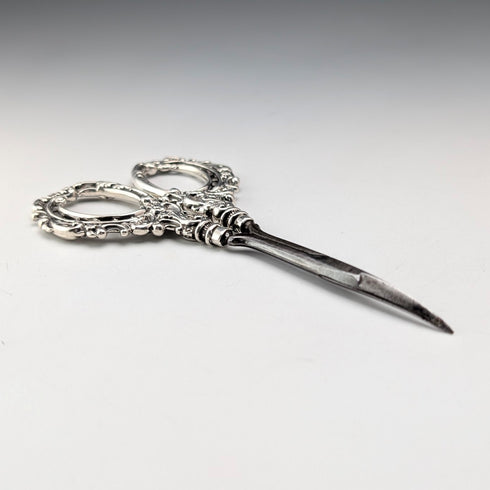 British Antique Pure Silver Handle Grooming Scissors Levi & Salaman