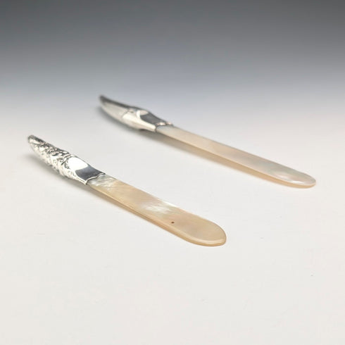 1905 British Antique Pure Silver Handle White Mother-of-Pearl Blade Letter Opener Adie&Lovekin