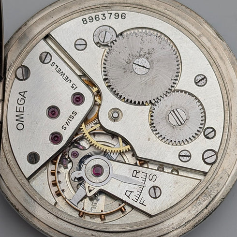 1935年頃 ヴィンテージ オメガ 懐中時計 合金ケース オープンフェース 動作良好