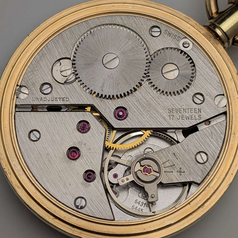 Circa 1960s Antique Swiss RONE Pocket Watch Gold-Plated Open Face Works Well