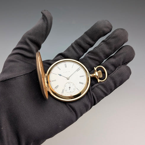 【お取り置き中】1913年 米国アンティーク エルジン 懐中時計 金張りハンターケース 動作良好
