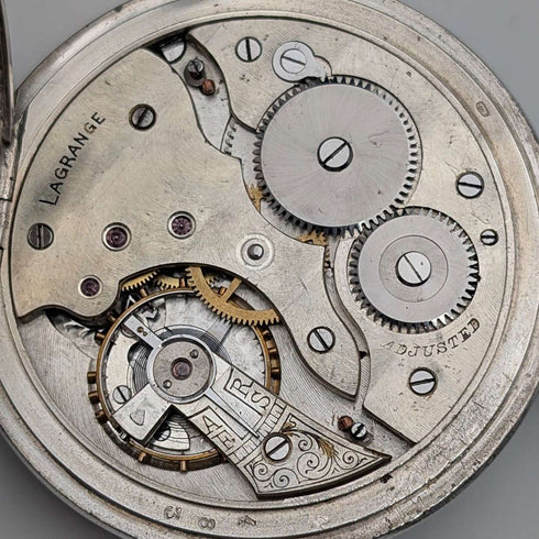 Circa 1900 Antique Lagrange Pocket Watch 800 Silver Case Open Face Works Well