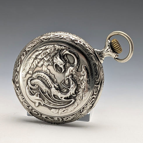 19世紀末 古董 LABRADOR(歐米茄) 懷錶 浮雕雕刻 開面 良好運作