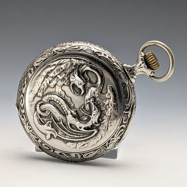 19世紀末 古董 LABRADOR(歐米茄) 懷錶 浮雕雕刻 開面 良好運作