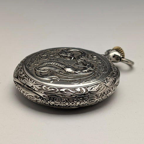 19世紀末 古董 LABRADOR(歐米茄) 懷錶 浮雕雕刻 開面 良好運作