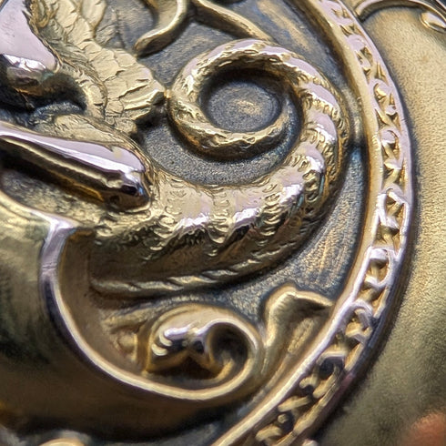 Zenith pocket watch, circa 1913, with dragon relief carving, 18k gold hunter case, in good working order.