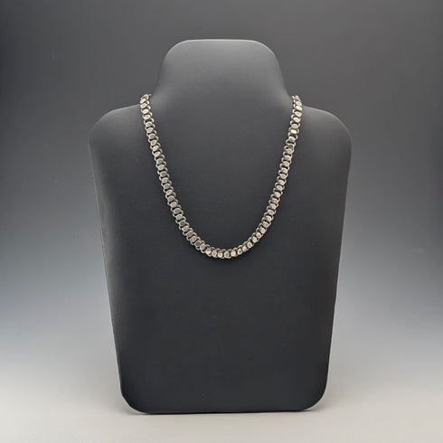 復古純銀花式鏈條項鍊,45厘米,36克