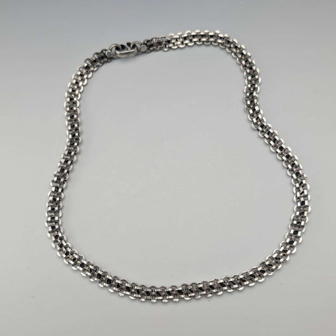 Vintage Sterling Silver Fancy Link Chain Necklace, 45cm, 36g