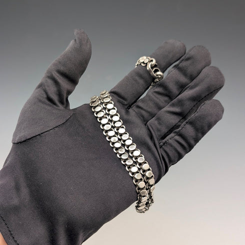 復古純銀花式鏈條項鍊,45厘米,36克