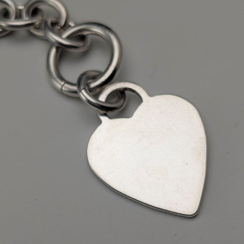 英國復古純銀甜甜圈鏈項鍊,搭配心形吊墜,45厘米,60克