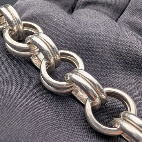 ヴィンテージ 純銀製 ダブルリンクチェーン ネックレス 50cm 106g