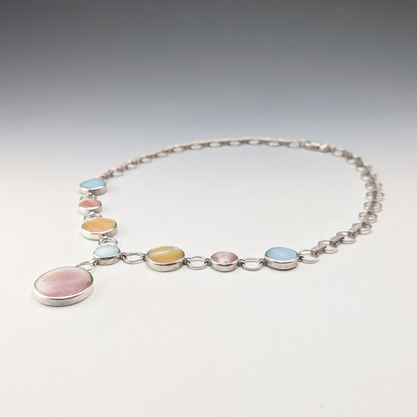 復古純銀珍珠母貝項鍊,47厘米