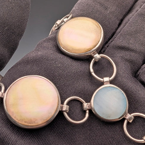 ヴィンテージ 純銀&マザーオブパール ネックレス47cm