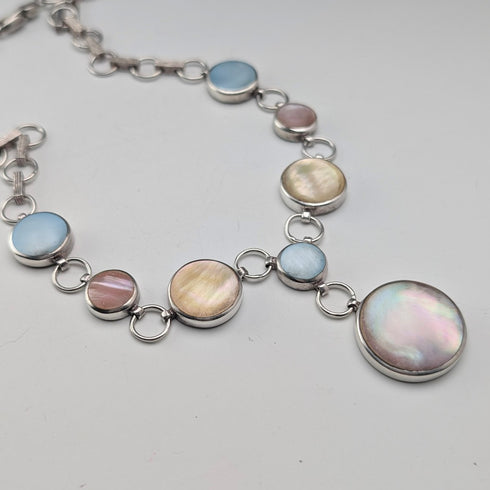 ヴィンテージ 純銀&マザーオブパール ネックレス47cm