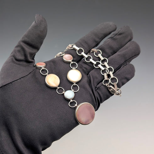 ヴィンテージ 純銀&マザーオブパール ネックレス47cm