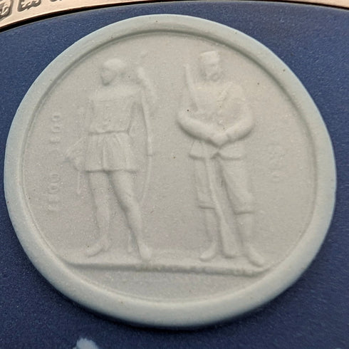 1917年 英国ウェッジウッド/エルキントン ジャスパーウェア製 マグカップ 純銀装飾 ロイヤルブルー