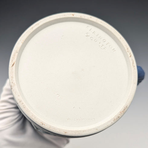 1917年 英国ウェッジウッド/エルキントン ジャスパーウェア製 マグカップ 純銀装飾 ロイヤルブルー