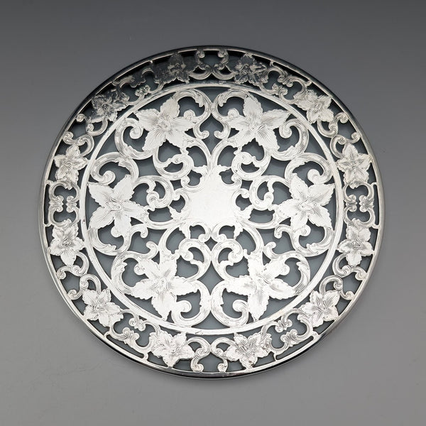 米国ヴィンテージ シルバーオーバーレイ コースターディッシュ Webster