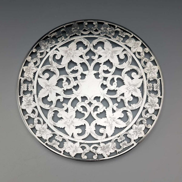 Vintage US Silver Overlay Coaster Dish, Webster
