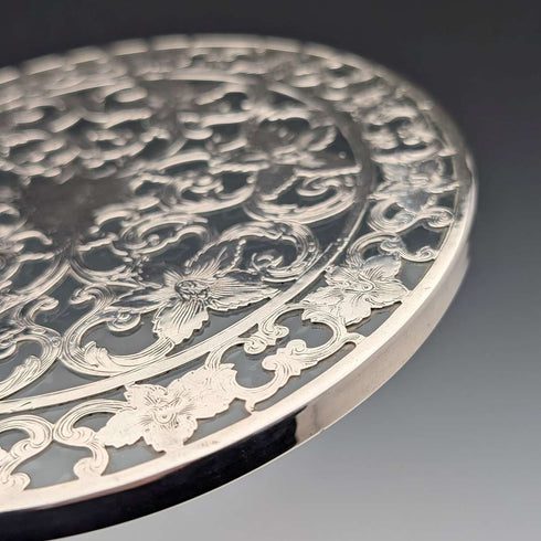 Vintage US Silver Overlay Coaster Dish, Webster