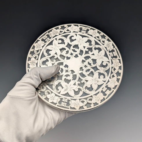 Vintage US Silver Overlay Coaster Dish, Webster