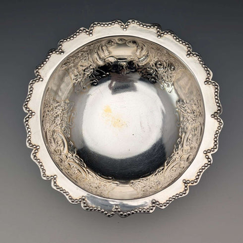 1891年 英国アンティーク シルバープレート製 脚付きボウル 直径13.5cm
