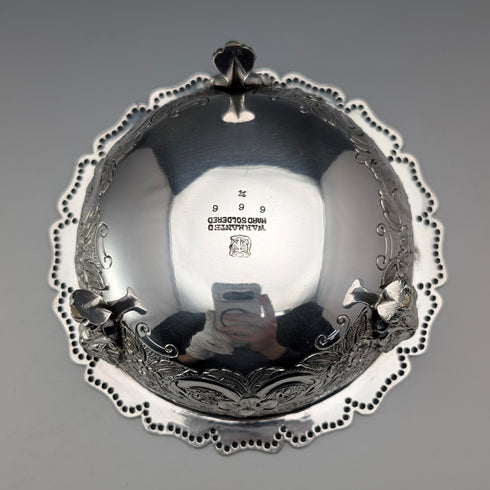 1891年英國古董鍍銀帶柄碗,直徑13.5厘米