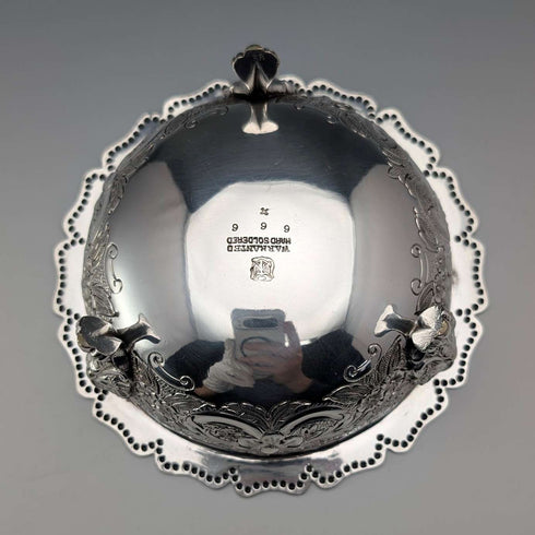 1891年 英国アンティーク シルバープレート製 脚付きボウル 直径13.5cm