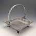 Antique American Britannia Metal Basket with Movable Handle and Legs, MERIDEN BRITANNIA