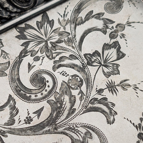 Antique American Britannia Metal Basket with Movable Handle and Legs, MERIDEN BRITANNIA