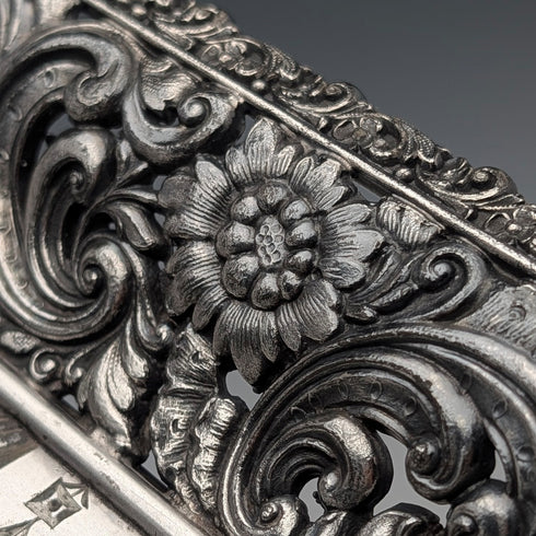 Antique American Britannia Metal Basket with Movable Handle and Legs, MERIDEN BRITANNIA