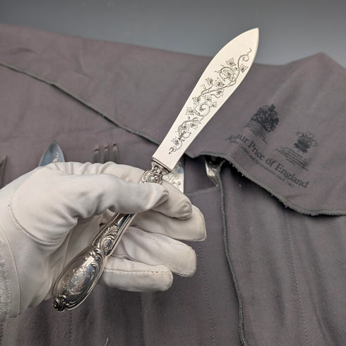 19世紀晚期法國奧迪奧特古董純銀餐具組(6對,總重833克)