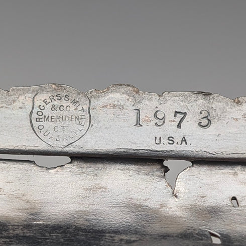 Antique American Britannia Metal Basket with Movable Handle and Legs, MERIDEN BRITANNIA