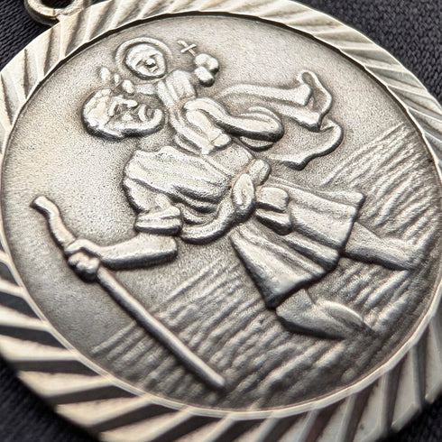 ヴィンテージ 聖クリストファー 純銀製 メダイペンダント① 純銀ネックレス付 計7.4g